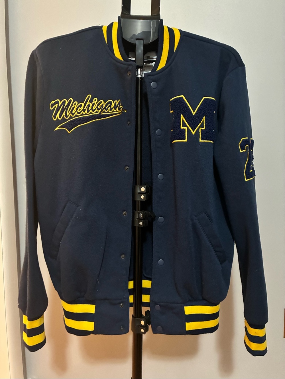 Bluenotes Navy and Yellow Michigan Letterman Bomber Jacket
